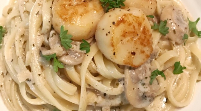 Mushroom Pasta with Seared Scallop