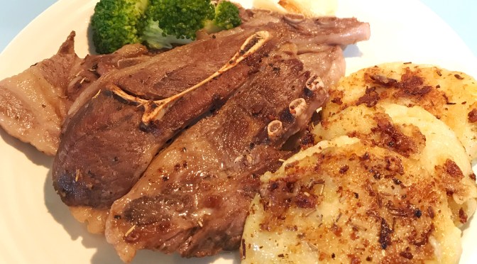 Lamb Chop With Mashed Potato Pancakes