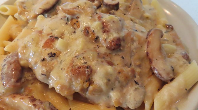 Mushroom Sauced Chicken Chop With Penne